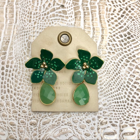 Anthropologie Jewelry - Anthropologie Jeweled Flower Drop Earrings